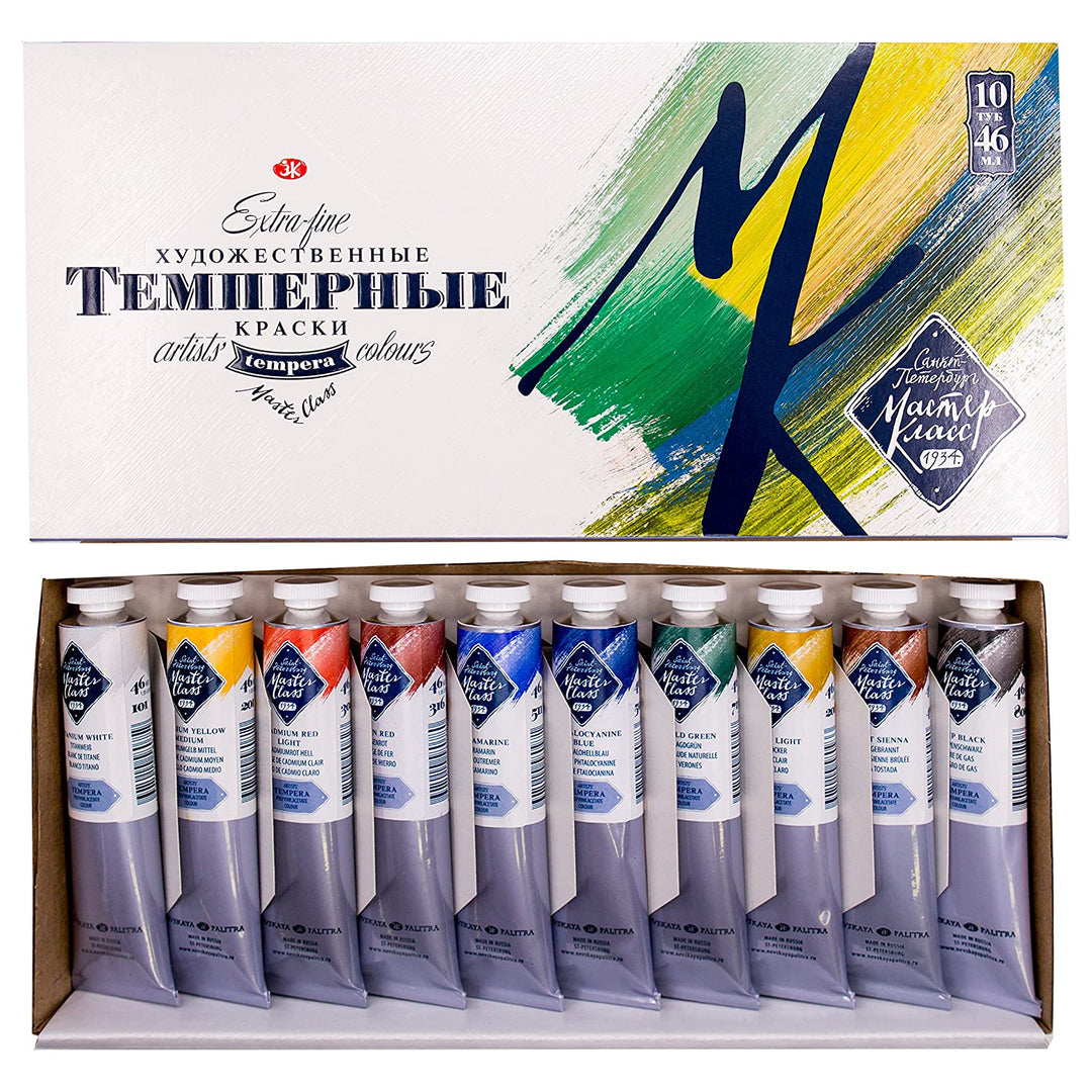 NEVA PALETTE ST. PETERSBURG - MASTERCLASS Extra Fine Artists' Tempra Colors - 10 Tubes x 46ml - Buchan's Kerrisdale Stationery