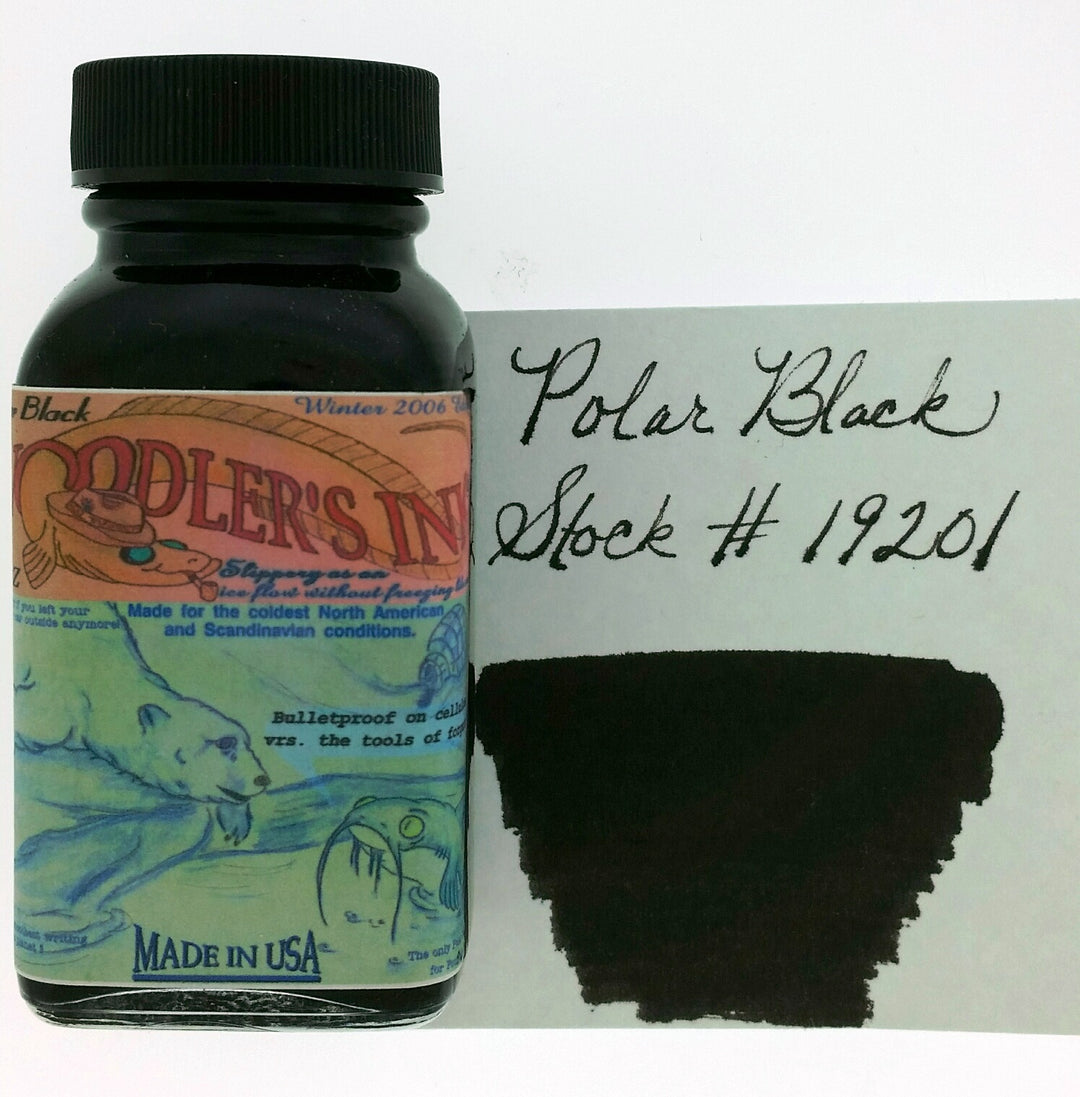 Noodler's Ink Bottled Fountain Pen Inks (3oz-90ml) - POLAR BLACK - Buchan's Kerrisdale Stationery