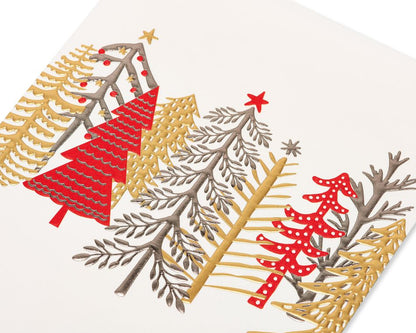 PAPYRUS - WHIMSICAL TREES CHRISTMAS BOXED CARDS, 12-COUNT - Buchan's Kerrisdale Stationery