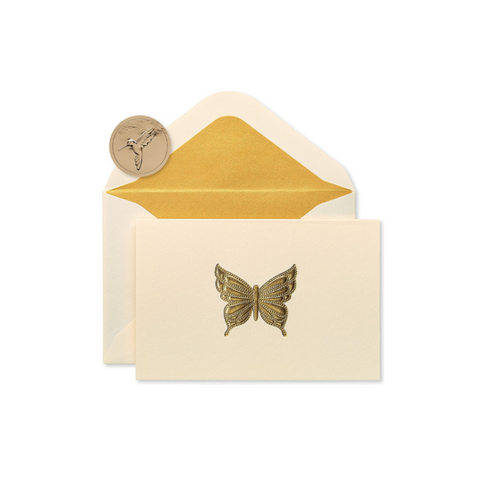 PAPYRUS-Gold Butterfly Boxed Blank Cards And Envelopes, 16 Count - Buchan's Kerrisdale Stationery