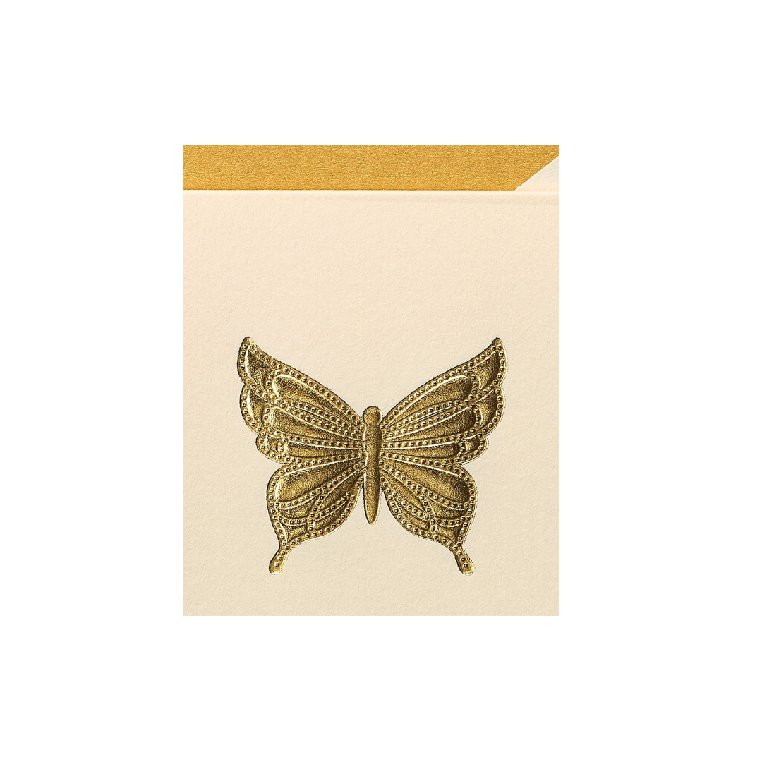 PAPYRUS-Gold Butterfly Boxed Blank Cards And Envelopes, 16 Count - Buchan's Kerrisdale Stationery