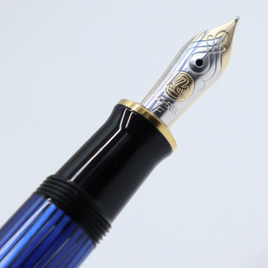 PELIKAN Souverän Fountain Pen - M600 Black Blue Stripe 14K Gold Two Tone Nib - Free shipping to US and Canada - Vancouver Buchan’s Kerrisdale Stationery Store