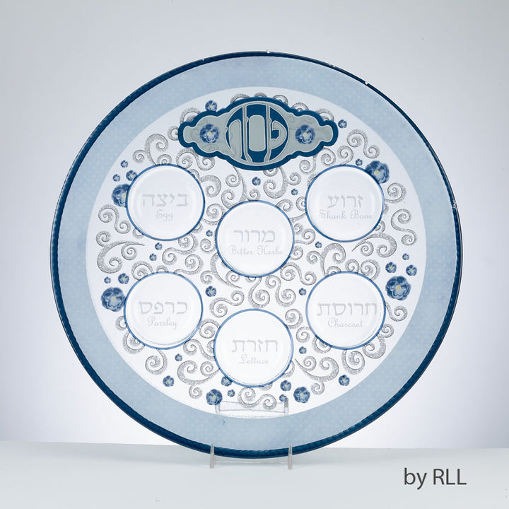 RITE LITE - Round Glass "Elegant" Seder Plate - Buchan's Kerrisdale Stationery