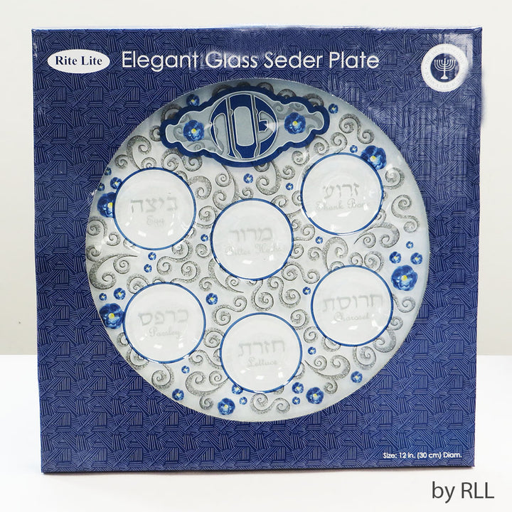 RITE LITE - Round Glass "Elegant" Seder Plate - Buchan's Kerrisdale Stationery