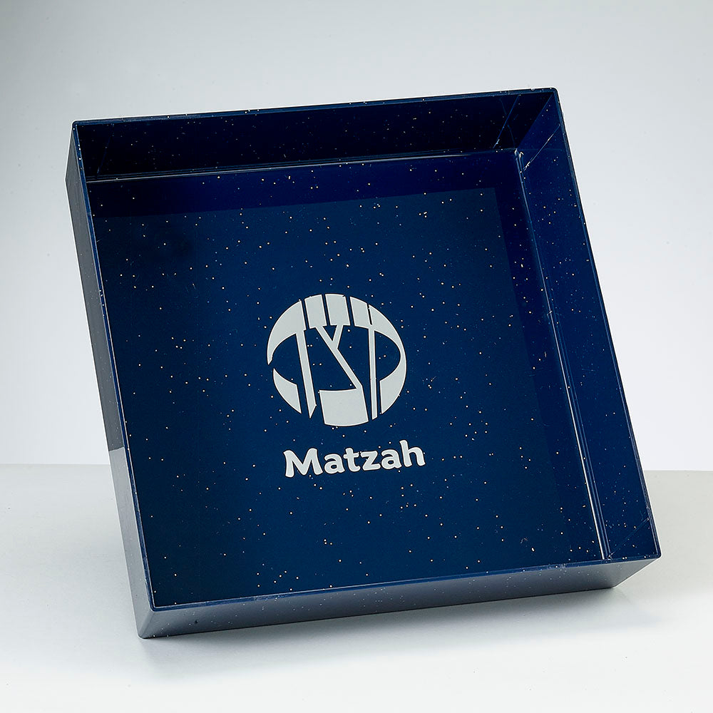 RITE LITE - Square Navy PS Matzah Tray With Silver Glitter - Buchan's Kerrisdale Stationery