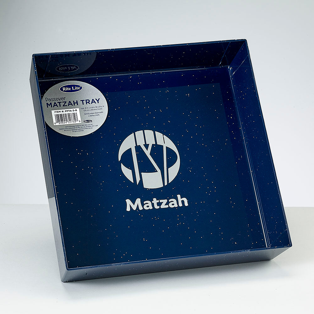 RITE LITE - Square Navy PS Matzah Tray With Silver Glitter - Buchan's Kerrisdale Stationery