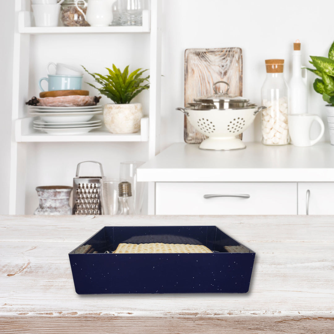 RITE LITE - Square Navy PS Matzah Tray With Silver Glitter - Buchan's Kerrisdale Stationery