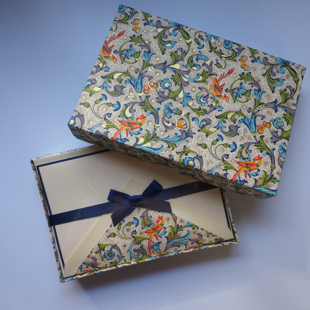 ROSSI Folded Cards and Lined Envelopes Florentine with Gold Birds – BSC 050 - Buchan's Kerrisdale Stationery