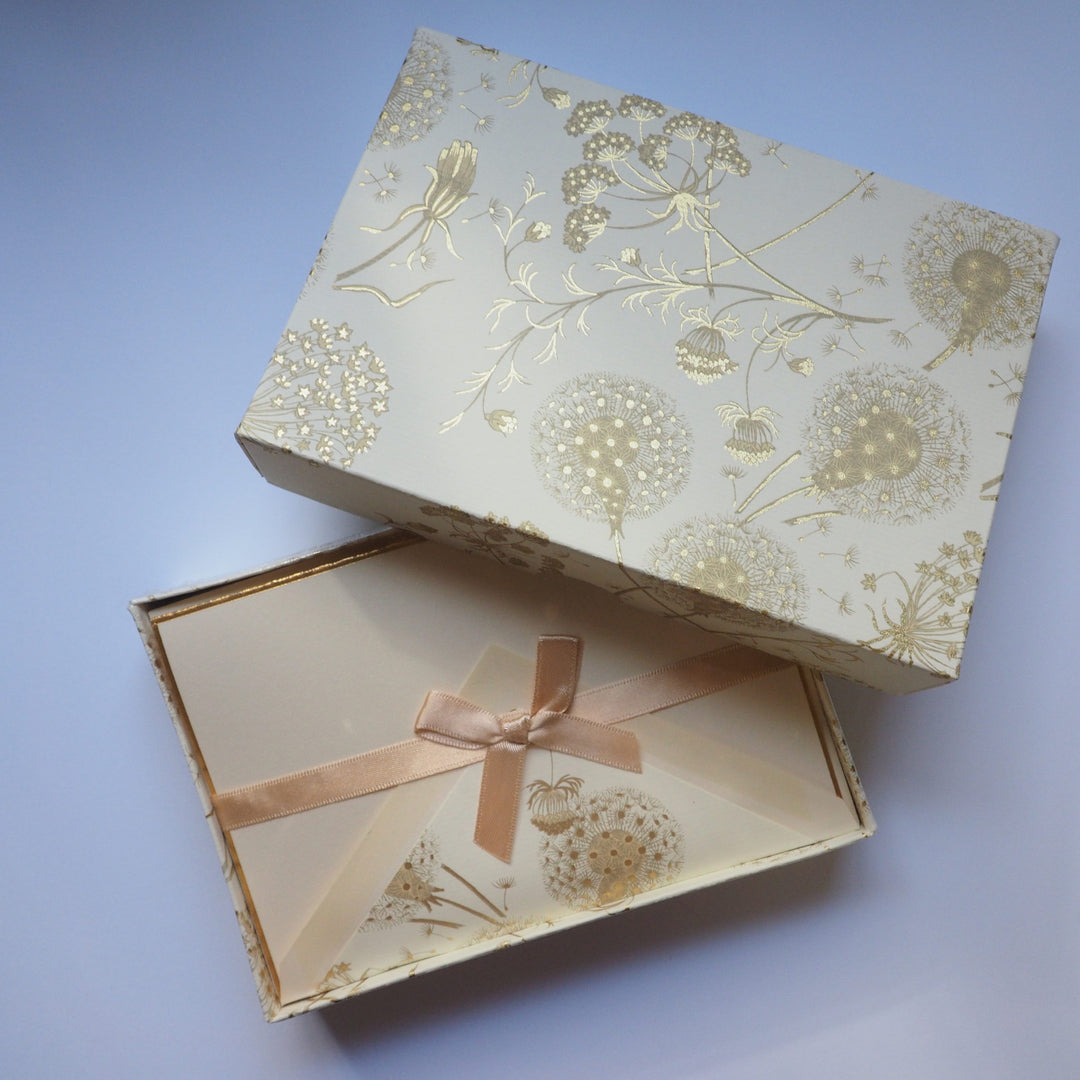 ROSSI Folded Cards and Lined Envelopes Gold Dandelions – BSC 105 - Buchan's Kerrisdale Stationery