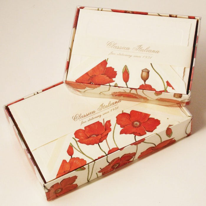 ROSSI Folded Cards and Lined Envelopes Poppies - BSC 415 - Buchan's Kerrisdale Stationery