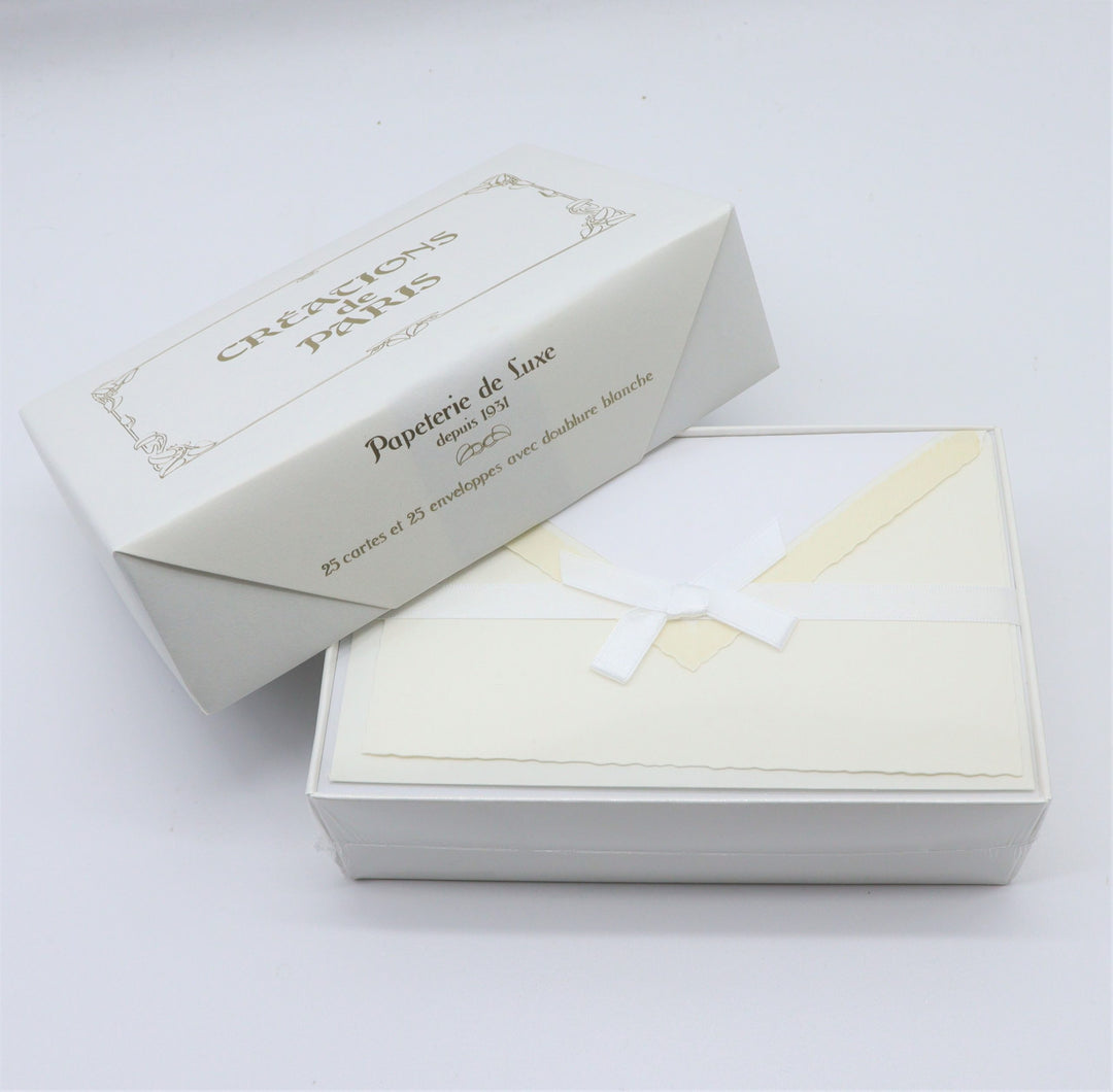 ROSSI Flat Deckled Edge Cards and Lined Envelopes White - CDP 001 - Buchan's Kerrisdale Stationery