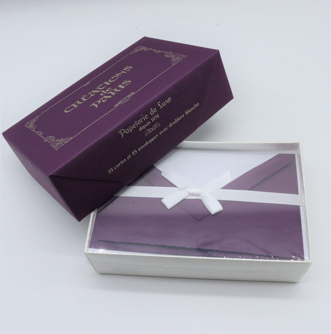 ROSSI Flat Deckled Edge Cards and Lined Envelopes Purple - CDP 009 - Buchan's Kerrisdale Stationery