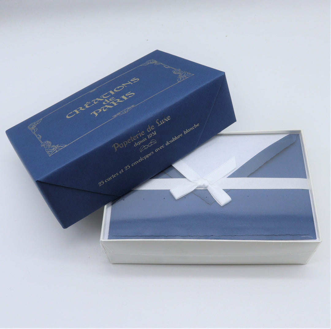 ROSSI Flat Deckled Edge Cards and Lined Envelopes Blue - CDP 012 - Buchan's Kerrisdale Stationery