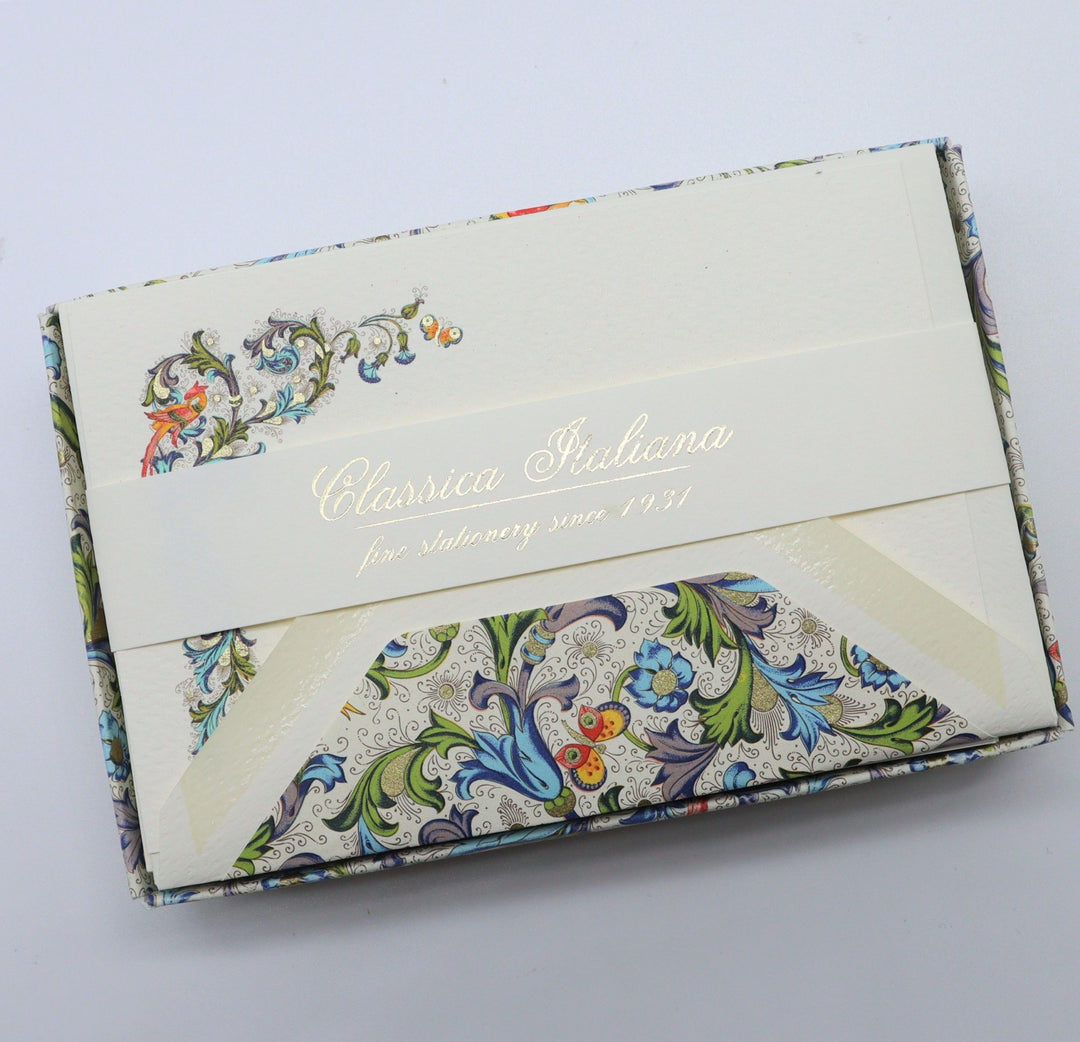 ROSSI Flat Cards and Lined envelopes Birds Florentine Style - FZB 003 - Buchan's Kerrisdale Stationery