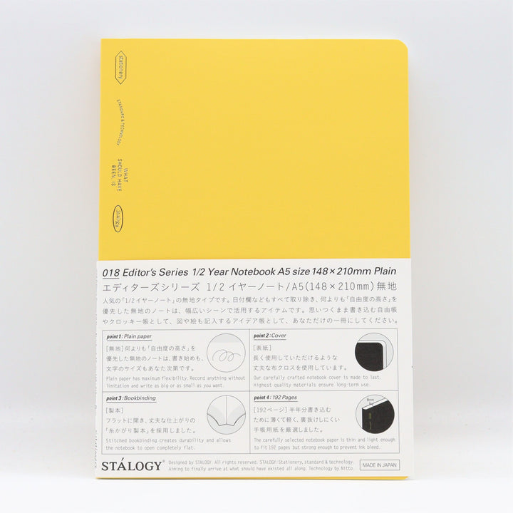 STALOGY - 018 Editor's Series 1-2 Year Notebook - A5 PLAIN - Buchan's Kerrisdale Stationery