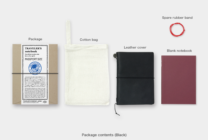 TRAVELER'S COMPANY JAPAN (MIDORI) - Traveler's Notebook Starter Kit Leather Cover Black (Passport Size) - Buchan's Kerrisdale Stationery