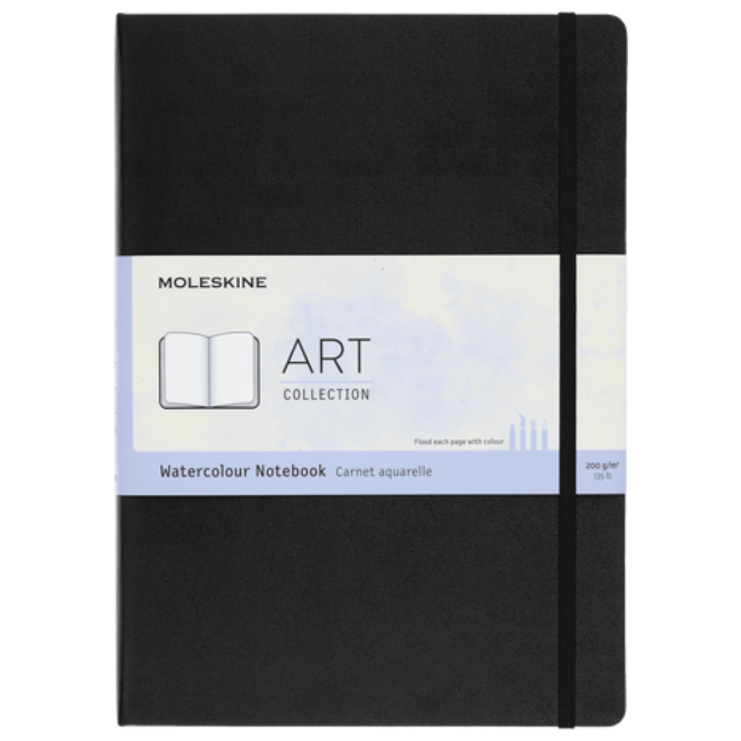 MOLESKINE ART COLLECTION – WATERCOLOUR NOTEBOOK LARGE (13X21CM - 5x8¼"), HARDCOVER, PLAIN 72 PAGES – BLACK - Buchan's Kerrisdale Stationery