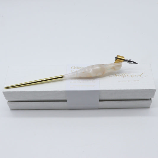 WRITTEN WORD - Quartz Oblique Calligraphy Penholder - Rose Quartz - Buchan's Kerrisdale Stationery