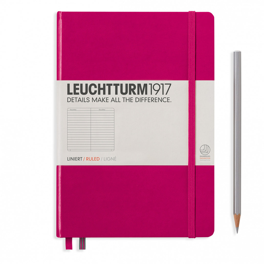 LEUCHTTURM - NOTEBOOK MEDIUM (A5) HARDCOVER, 249 NUMBERED PAGES, RULED, BERRY - Buchan's Kerrisdale Stationery