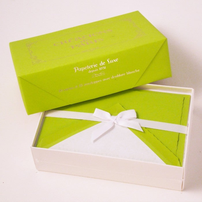 ROSSI Flat Deckled Edge Cards and Lined Envelopes Lime - CDP 005 - Buchan's Kerrisdale Stationery