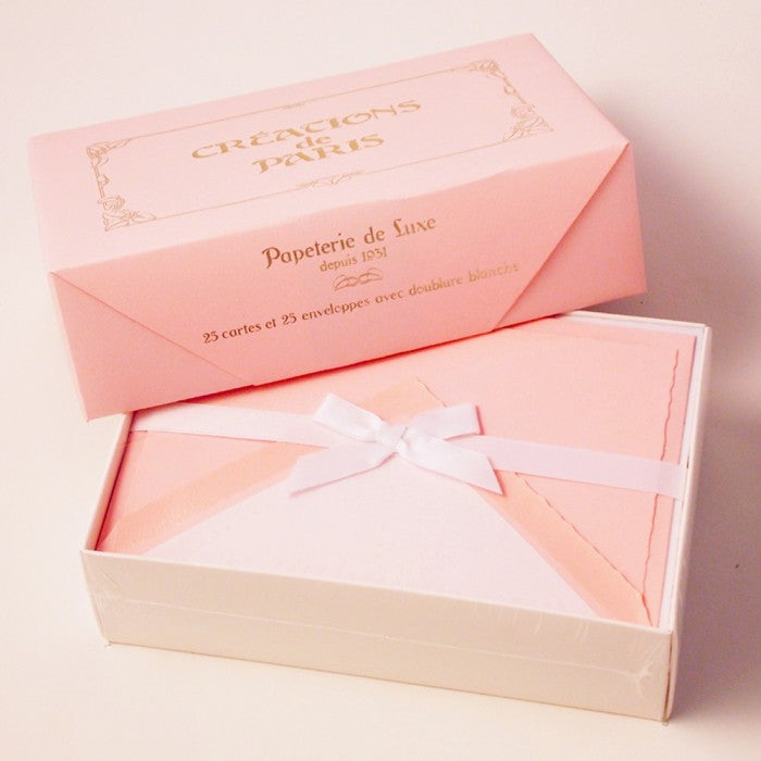 ROSSI Flat Deckled Edge Cards and Lined Envelopes Candy Pink - CDP 007 - Buchan's Kerrisdale Stationery