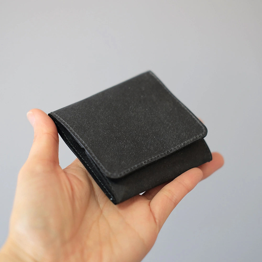 SIWA - Foldable Coin Case with Snap Button Close - Black - Buchan's Kerrisdale Stationery