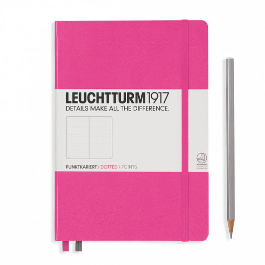 LEUCHTTURM - NOTEBOOK MEDIUM (A5) HARDCOVER, 249 NUMBERED PAGES, DOTTED, NEW PINK - Buchan's Kerrisdale Stationery