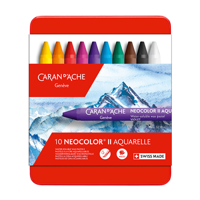 CARAN D'ACHE - 10 Neocolor® II Aquarelle in Metal Box – Water-Soluble Wax Pastels - Buchan's Kerrisdale Stationery