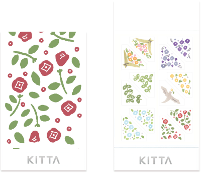 KITTA – Clear Film Seal Stickers – Corner Frame 'Flowers' - Buchan's Kerrisdale Stationery