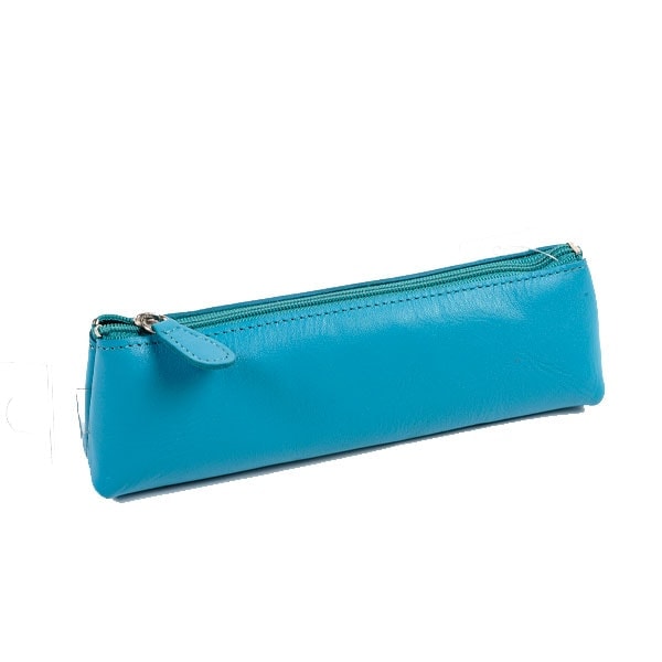 QUO VADIS - Pencil case - Trapeze-Smooth - Calfskin leather-Turquoise - Buchan's Kerrisdale Stationery