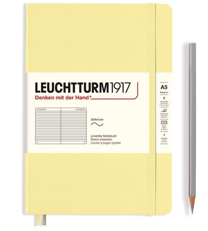 LEUCHTTRUM – 123 Numbered Pages, Softcover, Medium Notebook (A5) Lined – Vanilla - Buchan's Kerrisdale Stationery