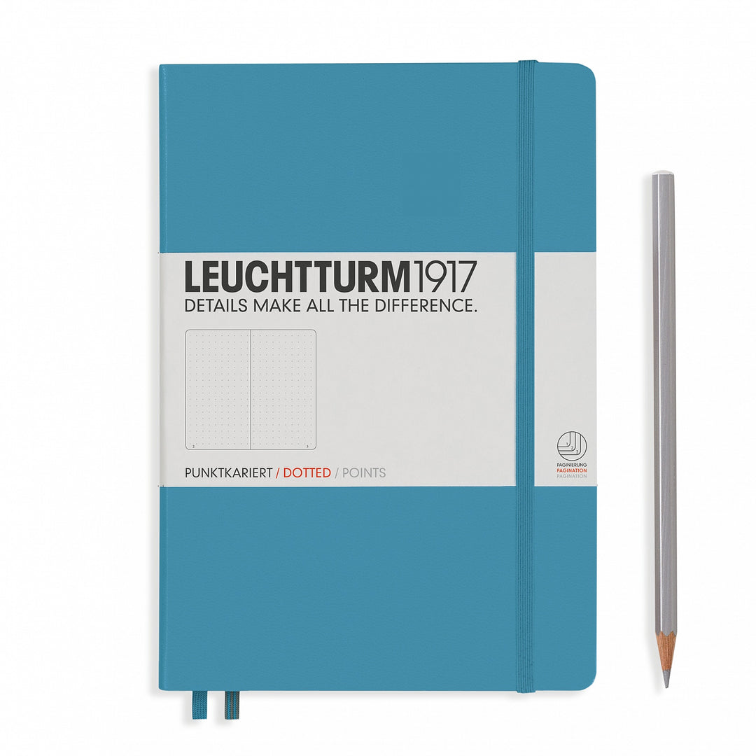 LEUCHTTURM - NOTEBOOK MEDIUM (A5) DOTTED, HARDCOVER, 249 NUMBERED PAGES, NORDIC BLUE - Buchan's Kerrisdale Stationery