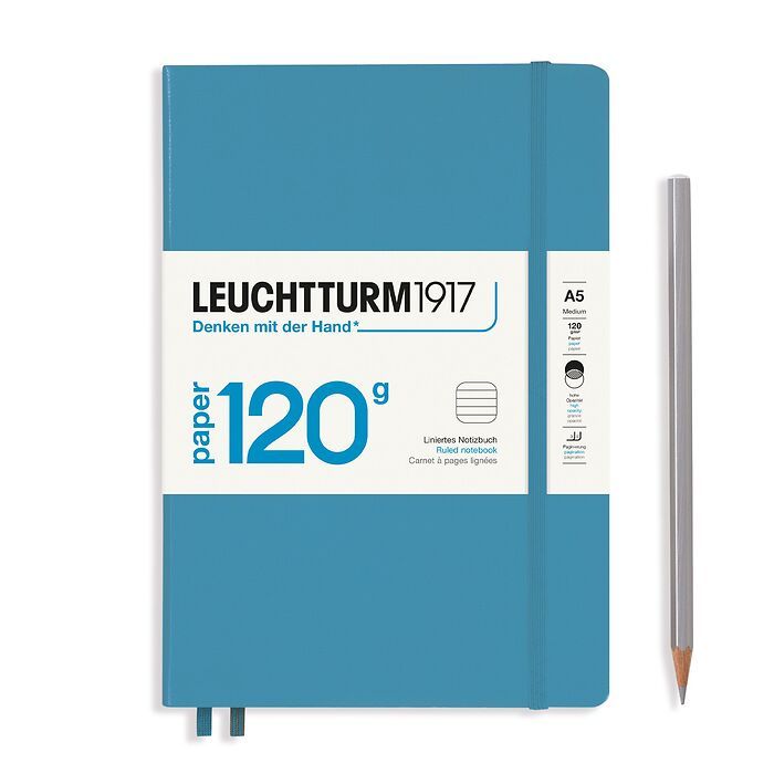 LEUCHTTRUM – Premium 120G Edition – 203 Numbered Pages, Hardcover, Medium Notebook (A5) Ruled – Nordic Blue - Buchan's Kerrisdale Stationery