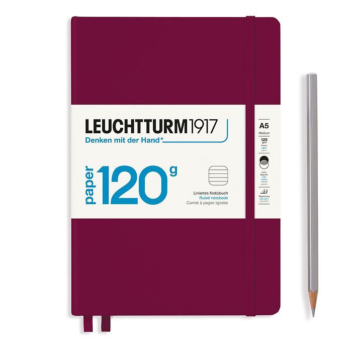 LEUCHTTRUM – Premium 120G Edition - 203 Numbered Pages, Hardcover, Medium Notebook (A5) Ruled – Port Red - Buchan's Kerrisdale Stationery