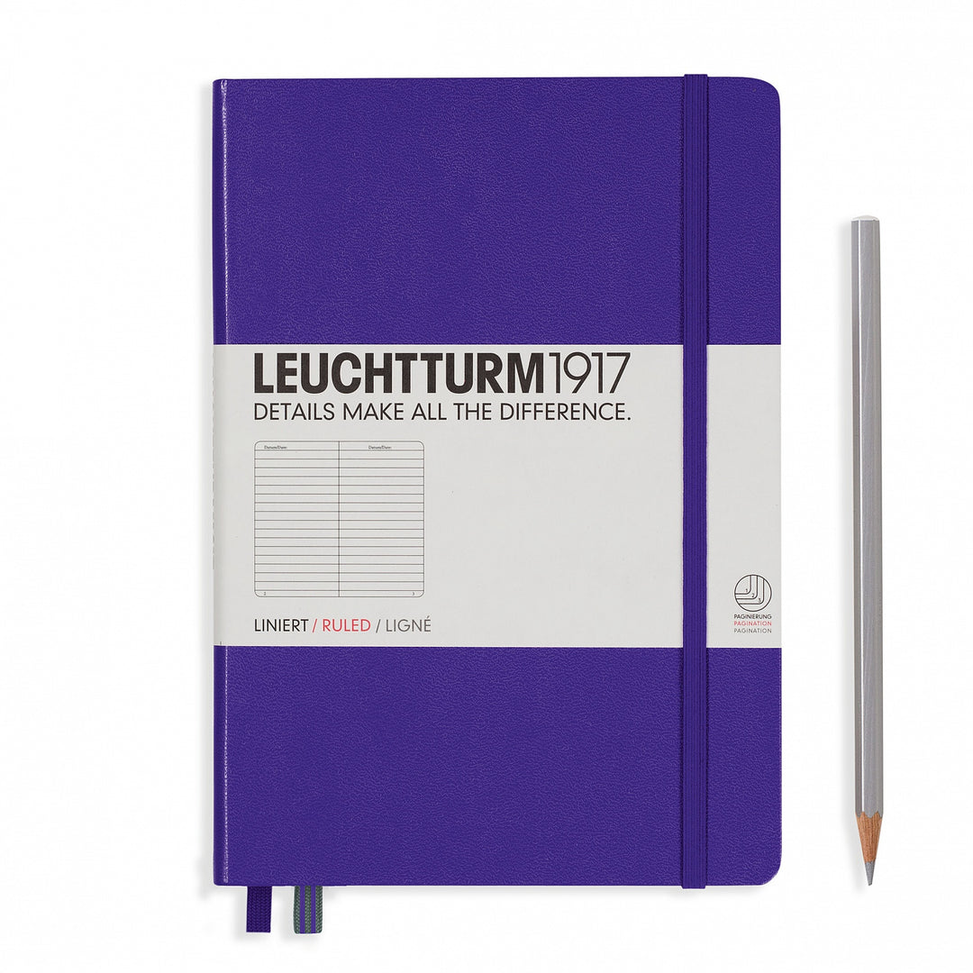 LEUCHTTURM1917 - NOTEBOOK MEDIUM (A5) HARDCOVER, 249 NUMBERED PAGES, RULED, PURPLE - Buchan's Kerrisdale Stationery