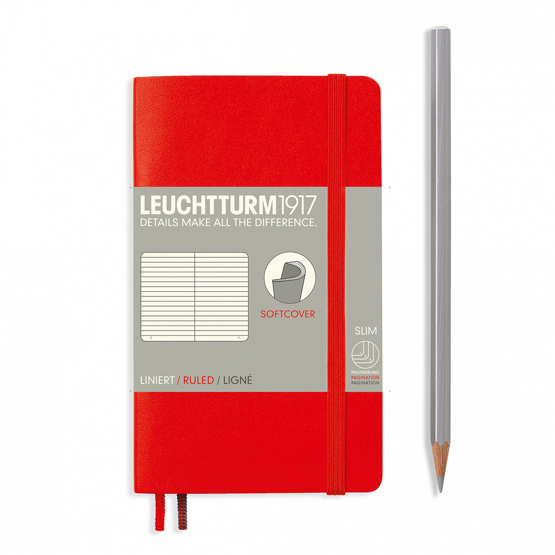 LECUHTTURM - NOTEBOOK POCKET (A6) RULED, SOFTCOVER, 121 NUMBERED PAGES, RED - Buchan's Kerrisdale Stationery