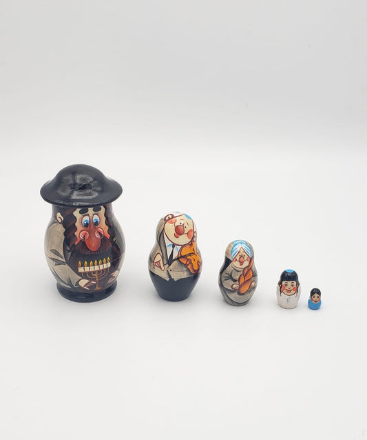 HANDMADE WOODEN "JEWISH RABBI FAMILY" NESTING DOLL (MATRYOSHKA) - Buchan's Kerrisdale Stationery