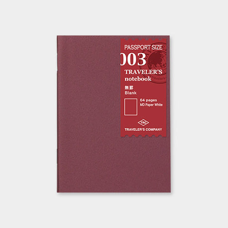TRAVELER'S NOTEBOOK - 003 Blank Notebook Refill (PASSPORT SIZE) - Buchan's Kerrisdale Stationery