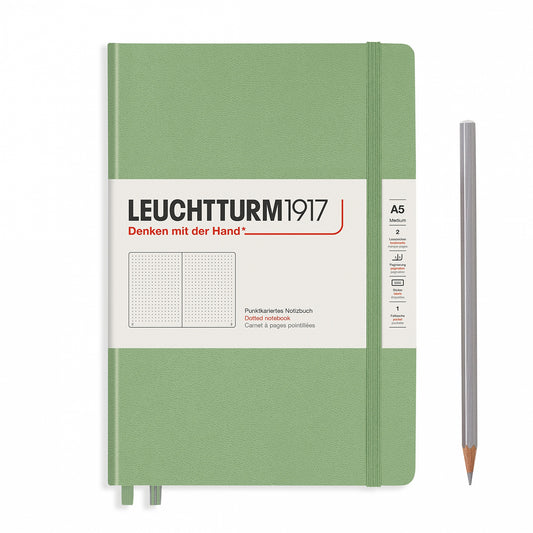 LEUCHTTURM - NOTEBOOK MEDIUM (A5), HARDCOVER, 251 NUMBERED PAGES, SAGE, DOTTED - Buchan's Kerrisdale Stationery