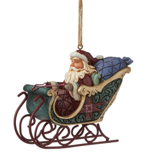 JIM SHORE - Ornament - Heartwood Creek "Santa in Sleigh" - Buchan's Kerrisdale Stationery