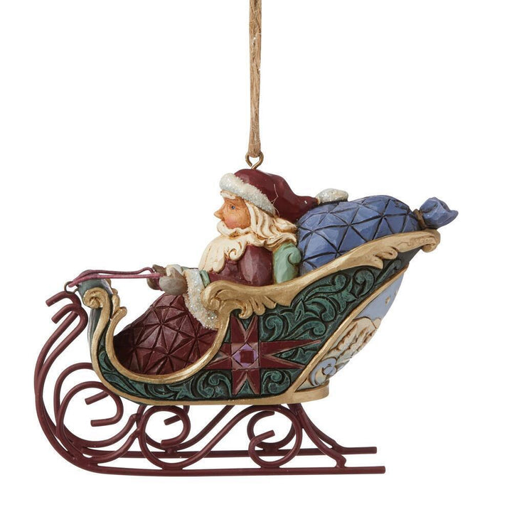 JIM SHORE - Ornament - Heartwood Creek "Santa in Sleigh" - Buchan's Kerrisdale Stationery